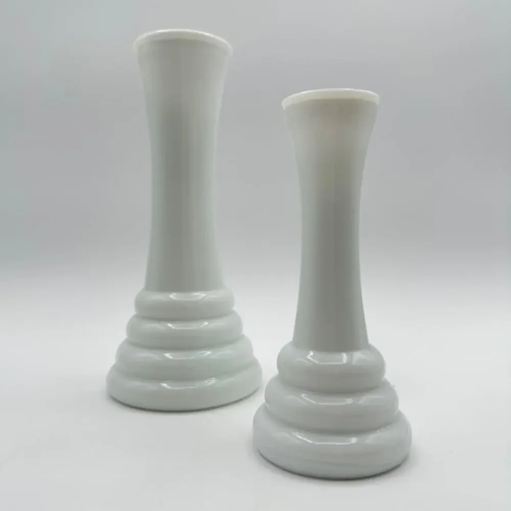 Two Milk Glass Bud Vases | Randall Art Deco Beehive Vintage Wedding Xmas Decor